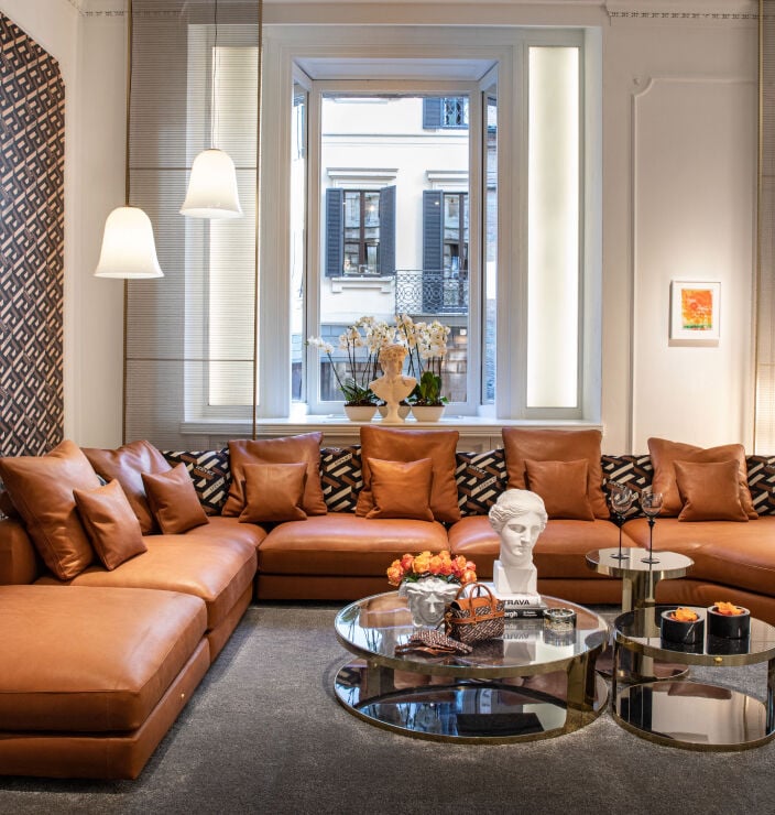 Versace leather cheap sofa