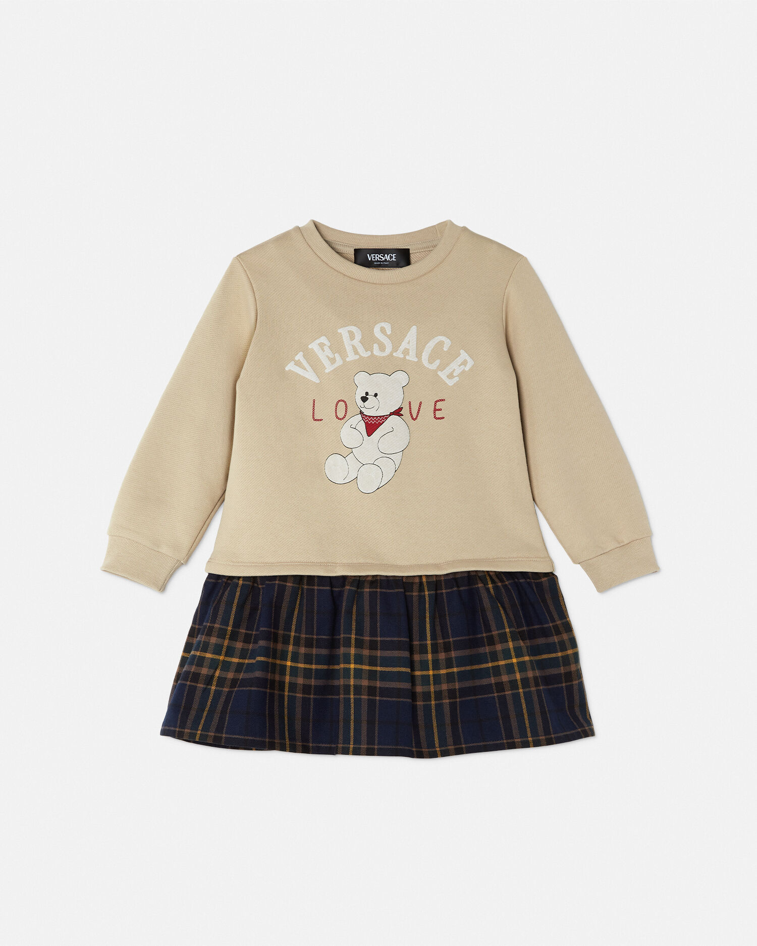 Tartan Love Teddy Kids Sweatshirt Dress VERSACE RU