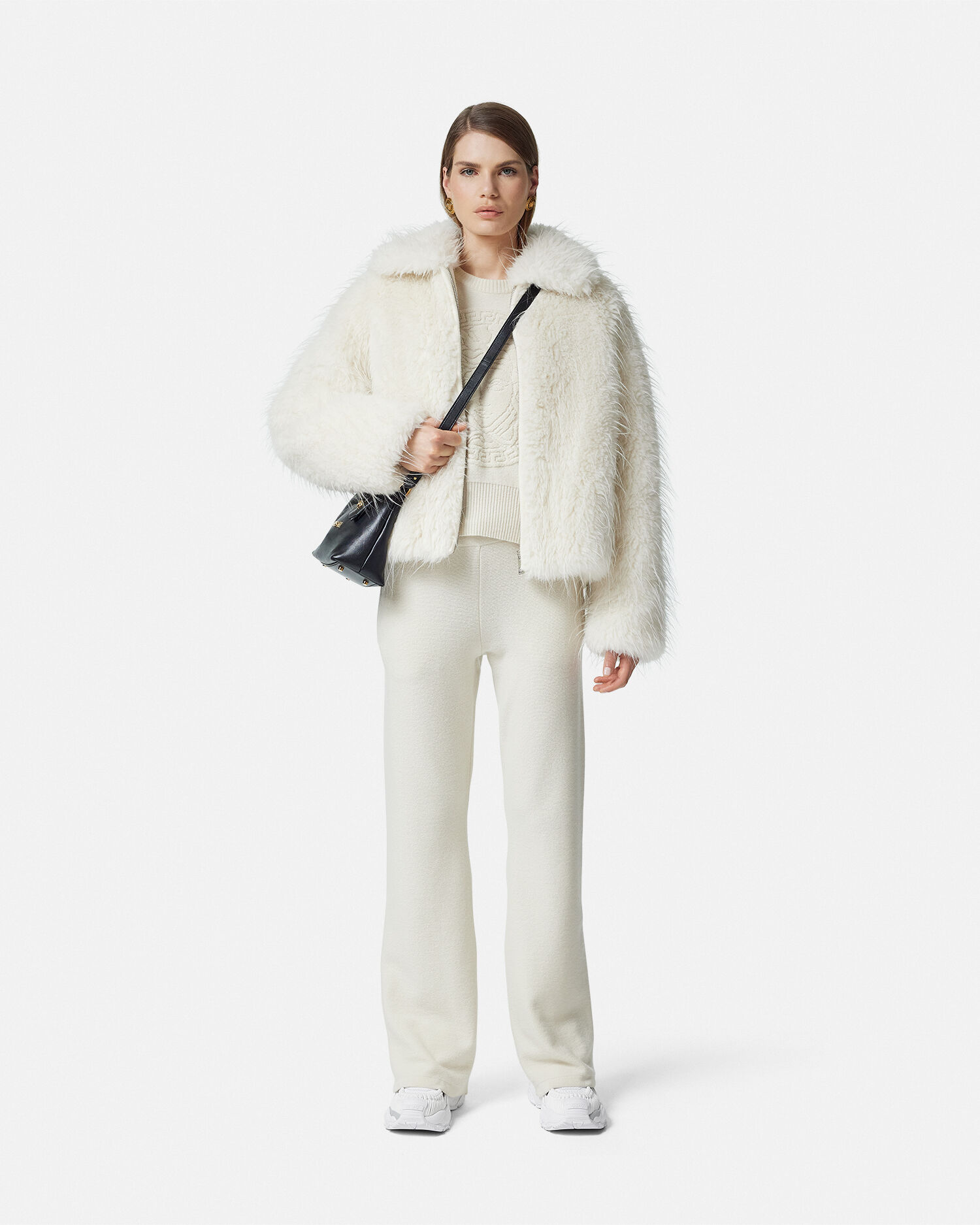 Alpaca Wool Faux Fur Bomber Jacket VERSACE RU