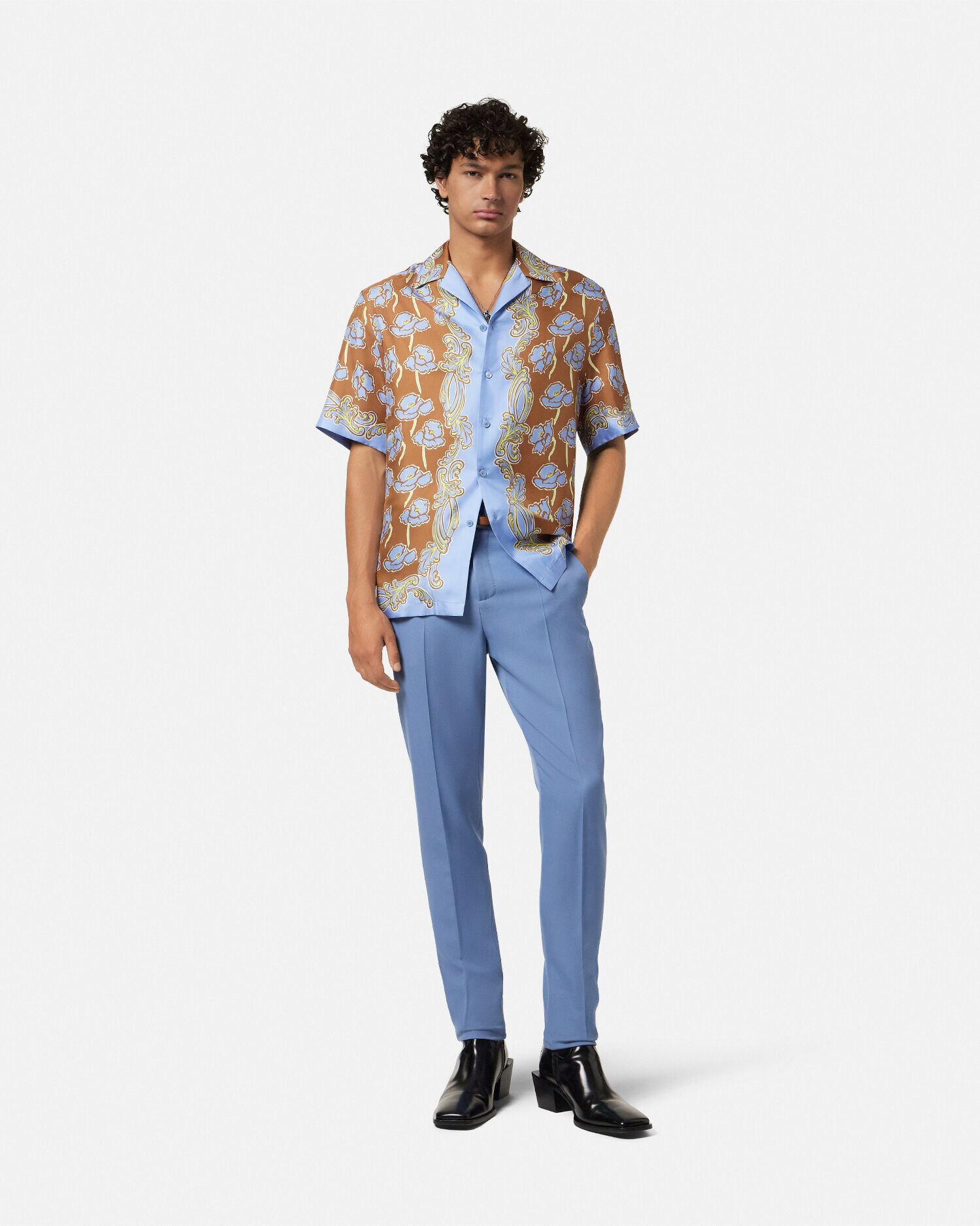 Poppies Foulard Silk Shirt Print | VERSACE