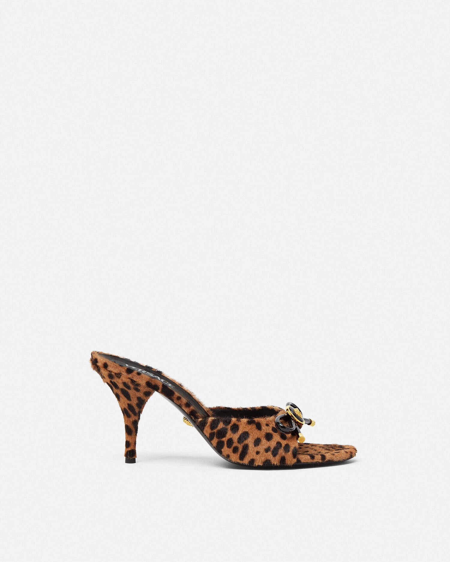 Leopard bow mules cheap
