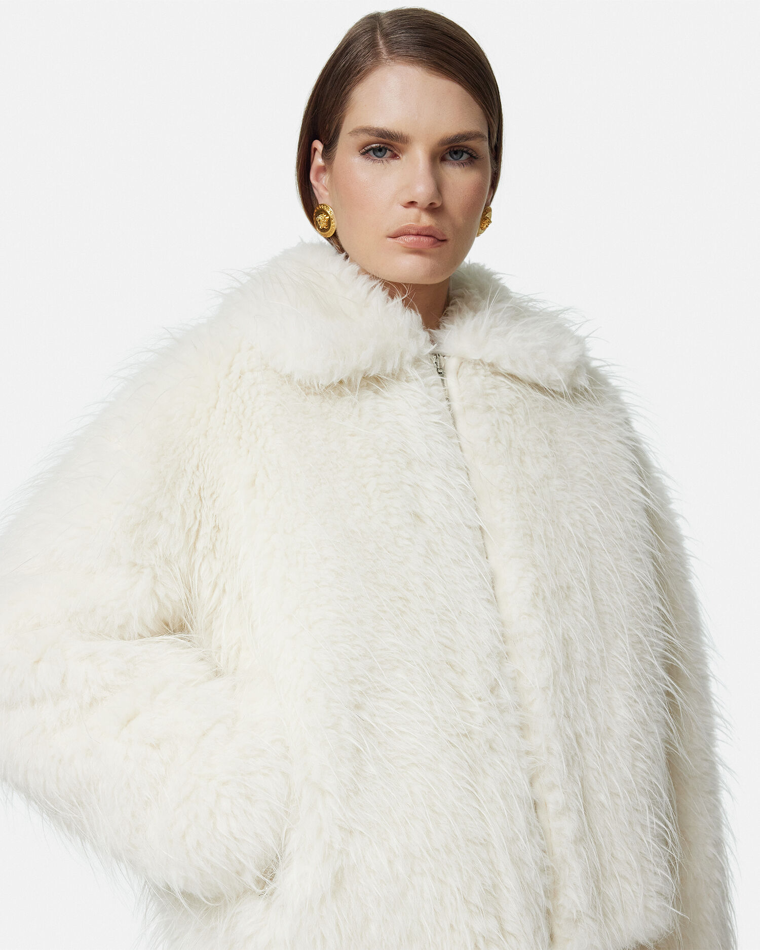 Alpaca Wool Faux Fur Bomber Jacket VERSACE RU