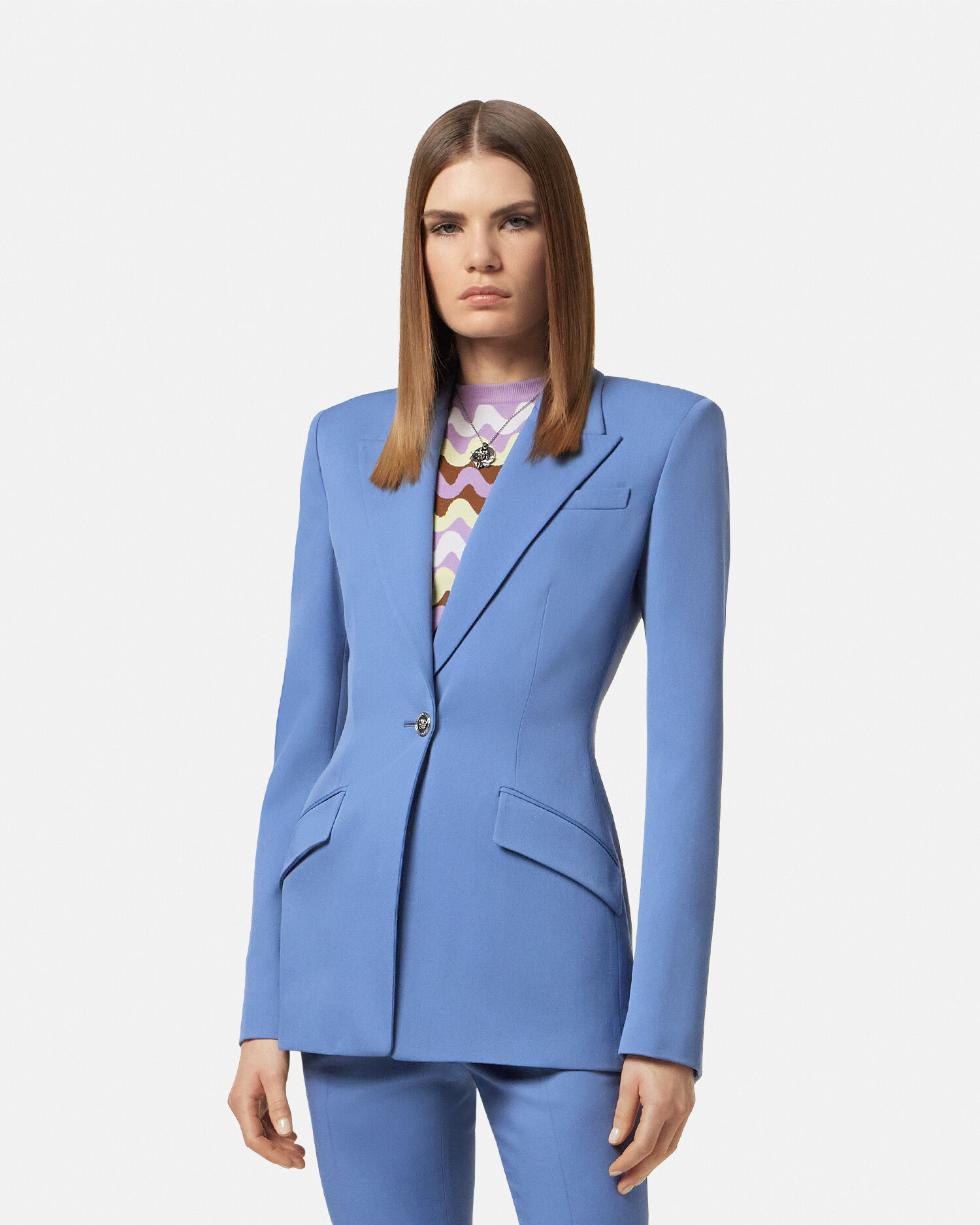 【関税&送料込】Versace Blue Stretch Wool Blazer Versace Medusa Head-buttons Wool Blazer | Blue | FARFETCH IN