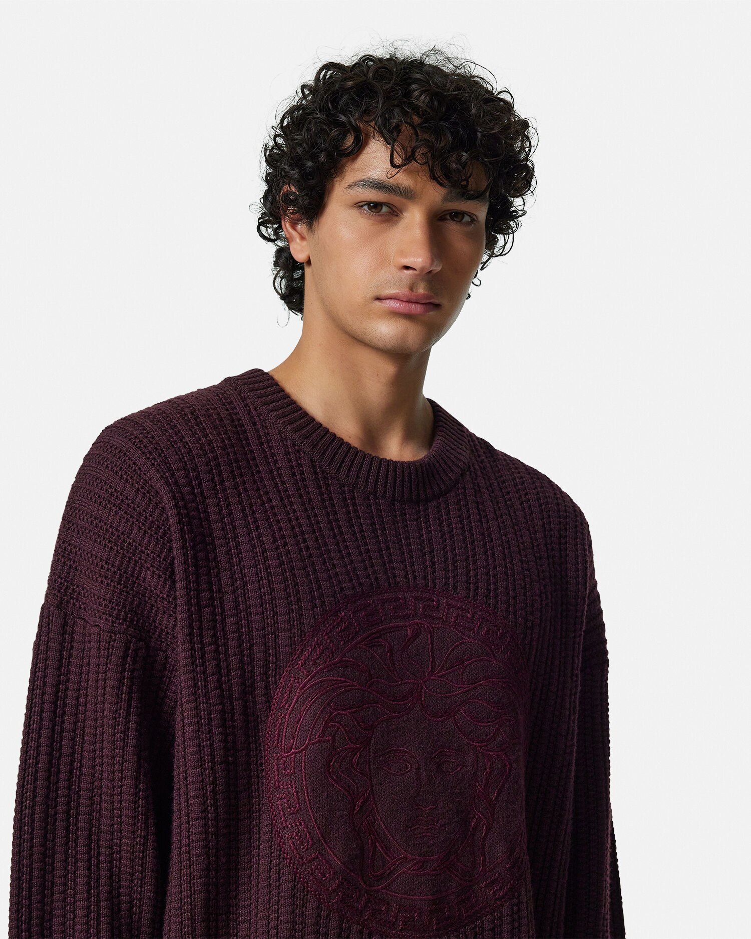 Embroidered Medusa Cable Knit Sweater VERSACE RU