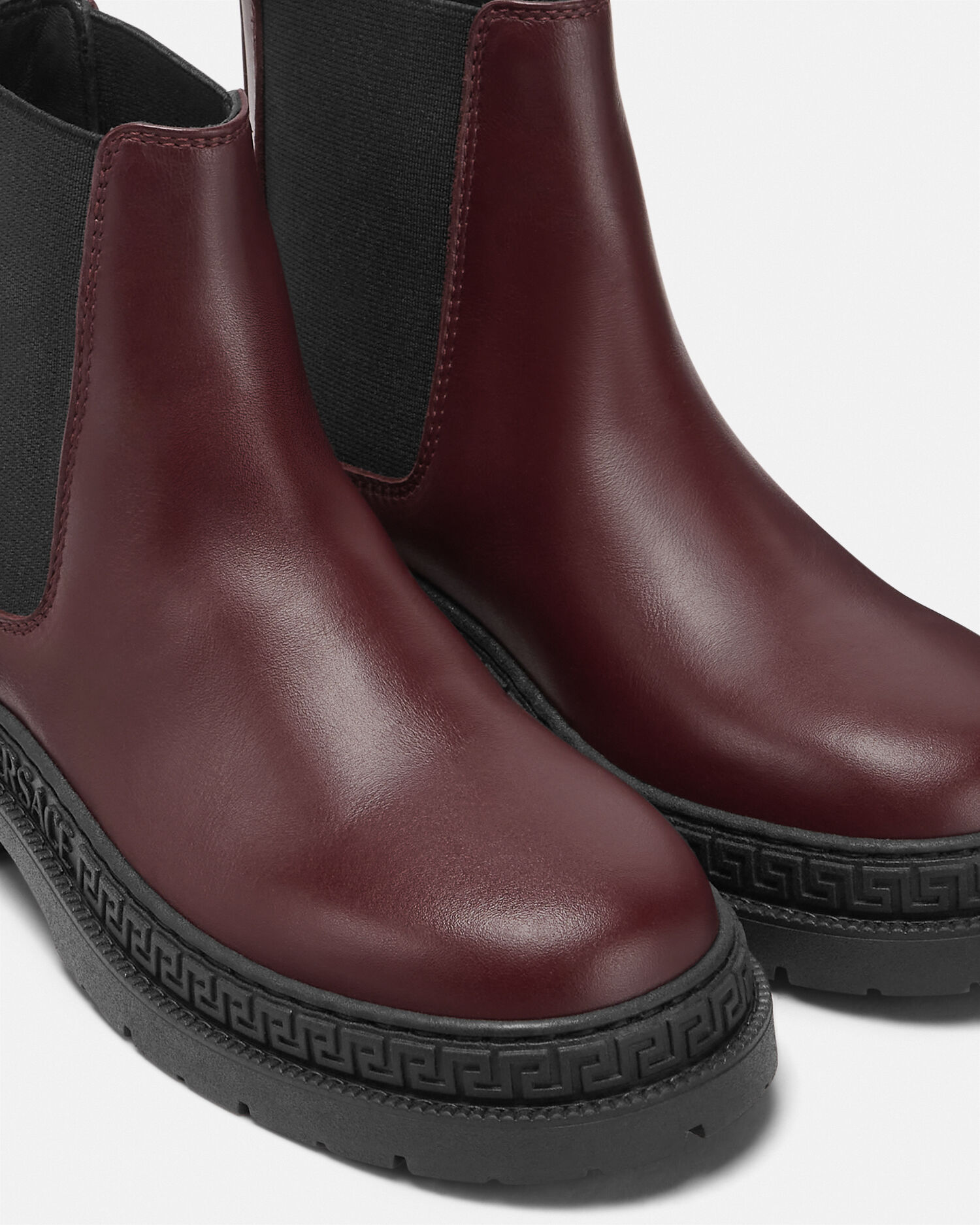 La Medusa Leather Kids Ankle Boots Burgundy VERSACE