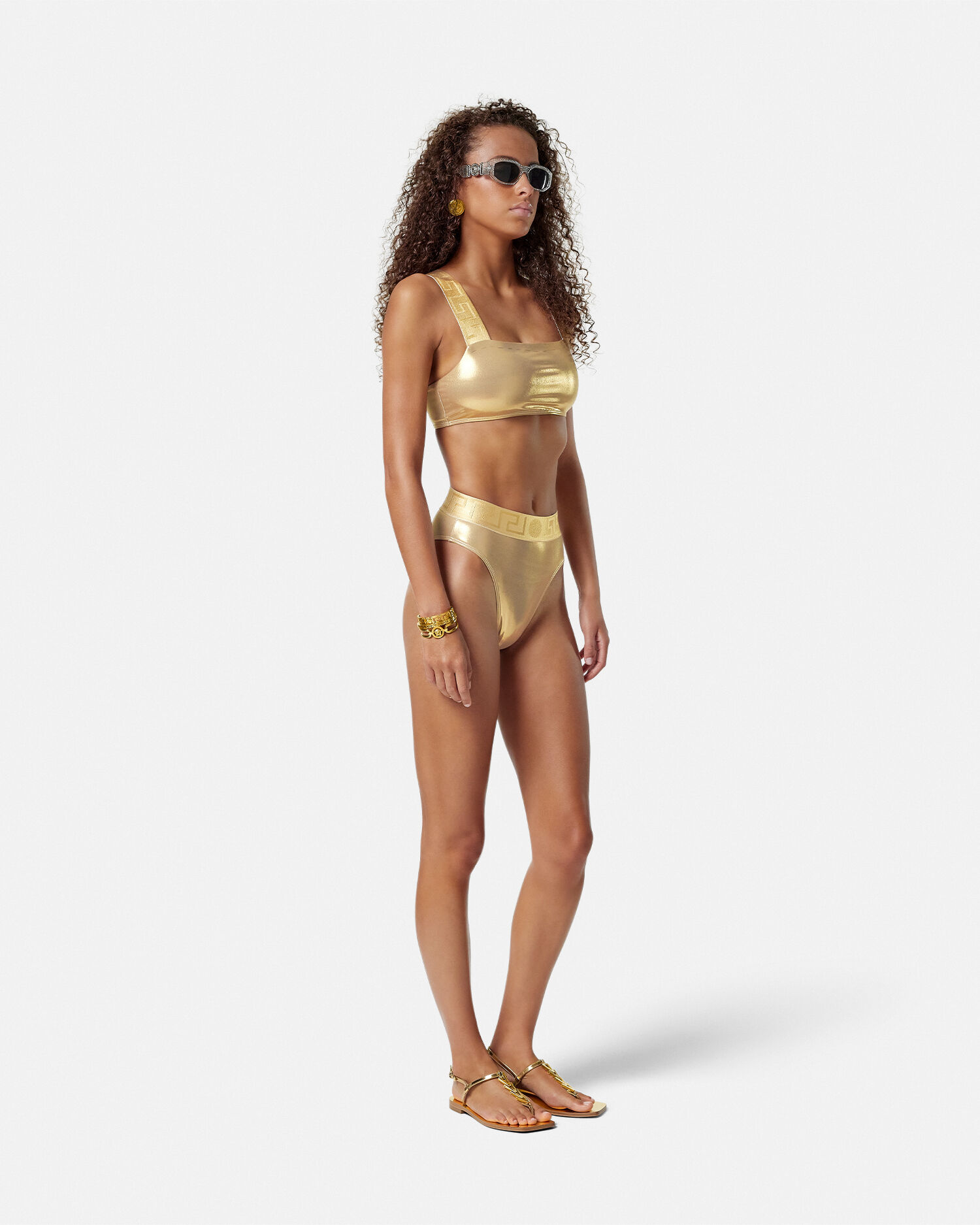 Greca Border Metallic Bikini Top VERSACE RU