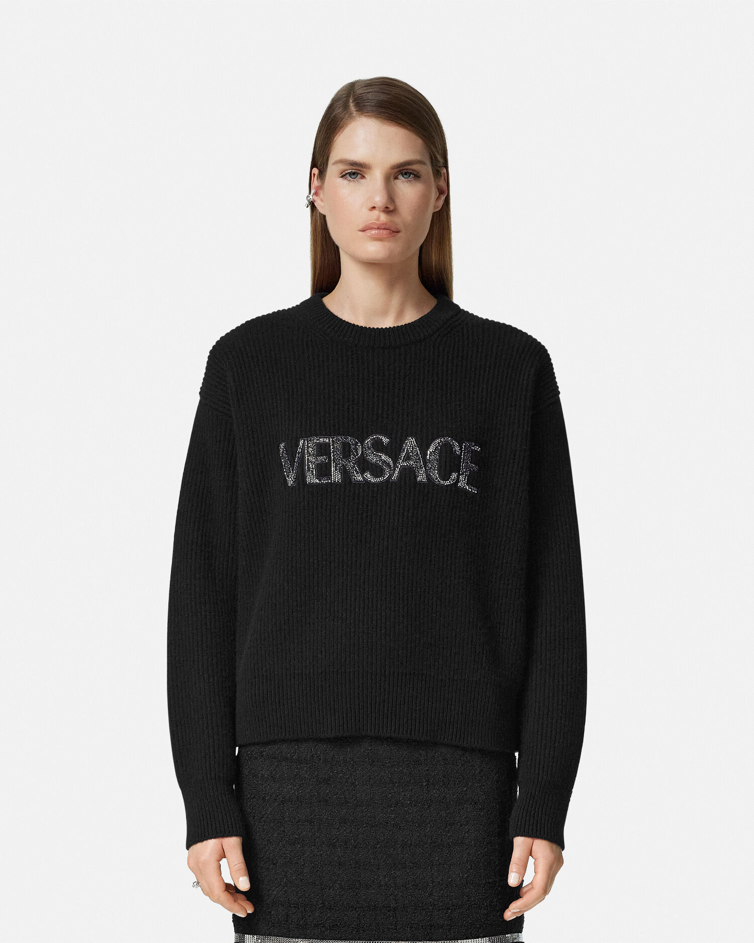 Cielo Stellato Logo Cashmere Knit Sweater VERSACE RU