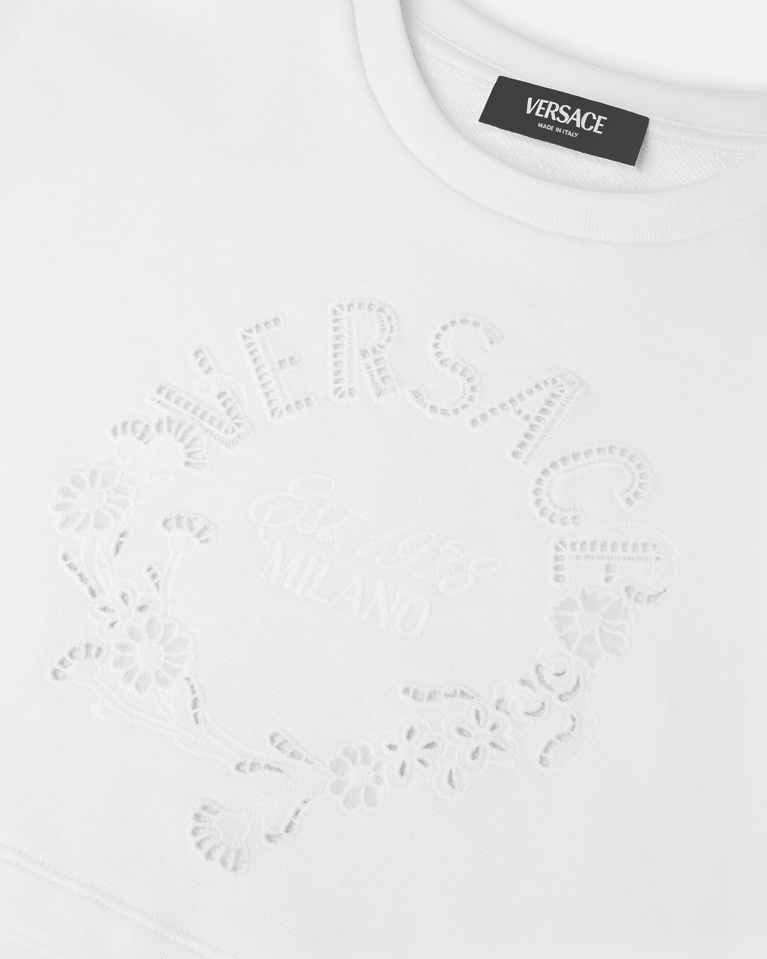 Embroidered Sangallo Crop Kids Sweatshirt VERSACE RU