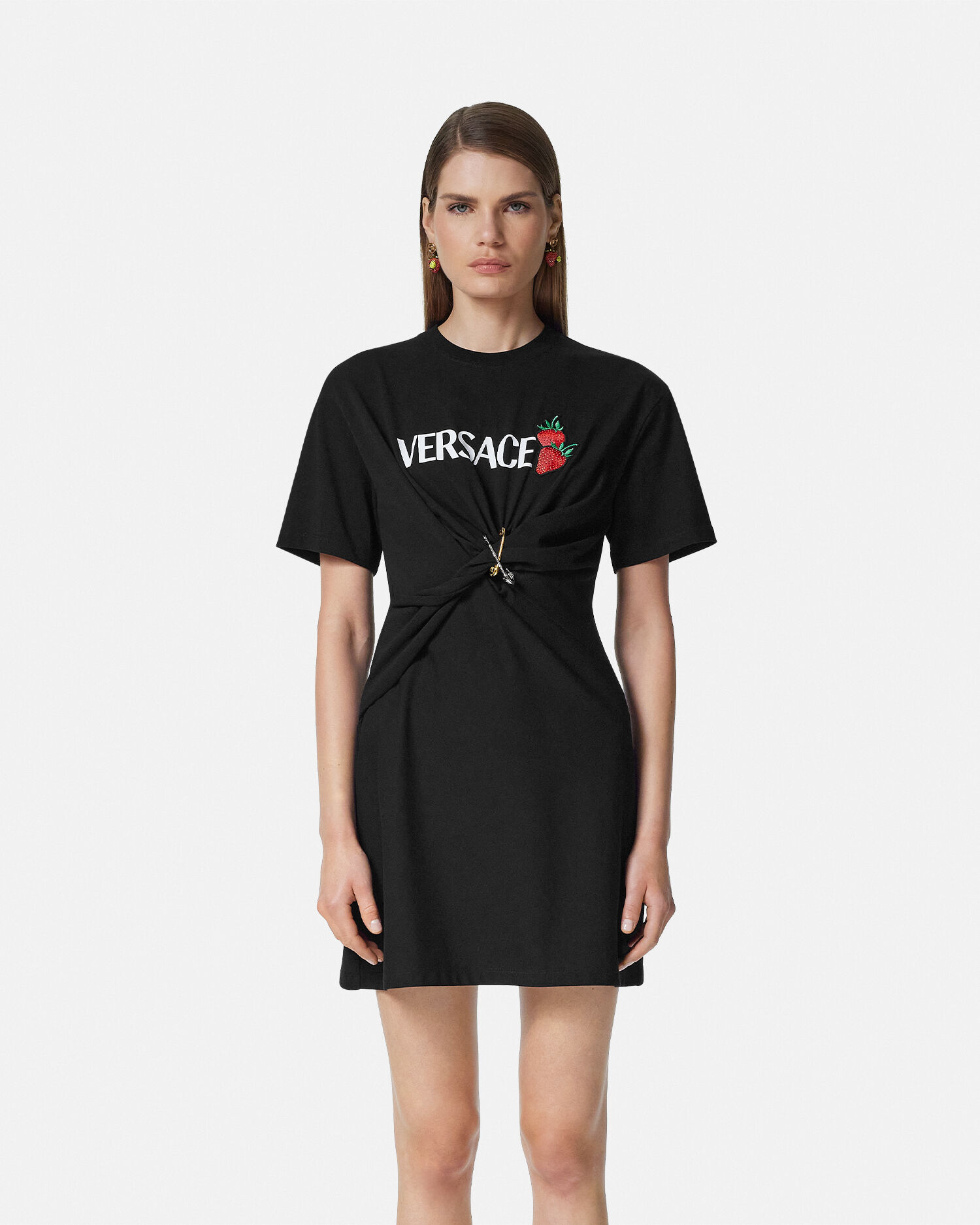 Embroidered Safety Pin T Shirt Dress VERSACE RU