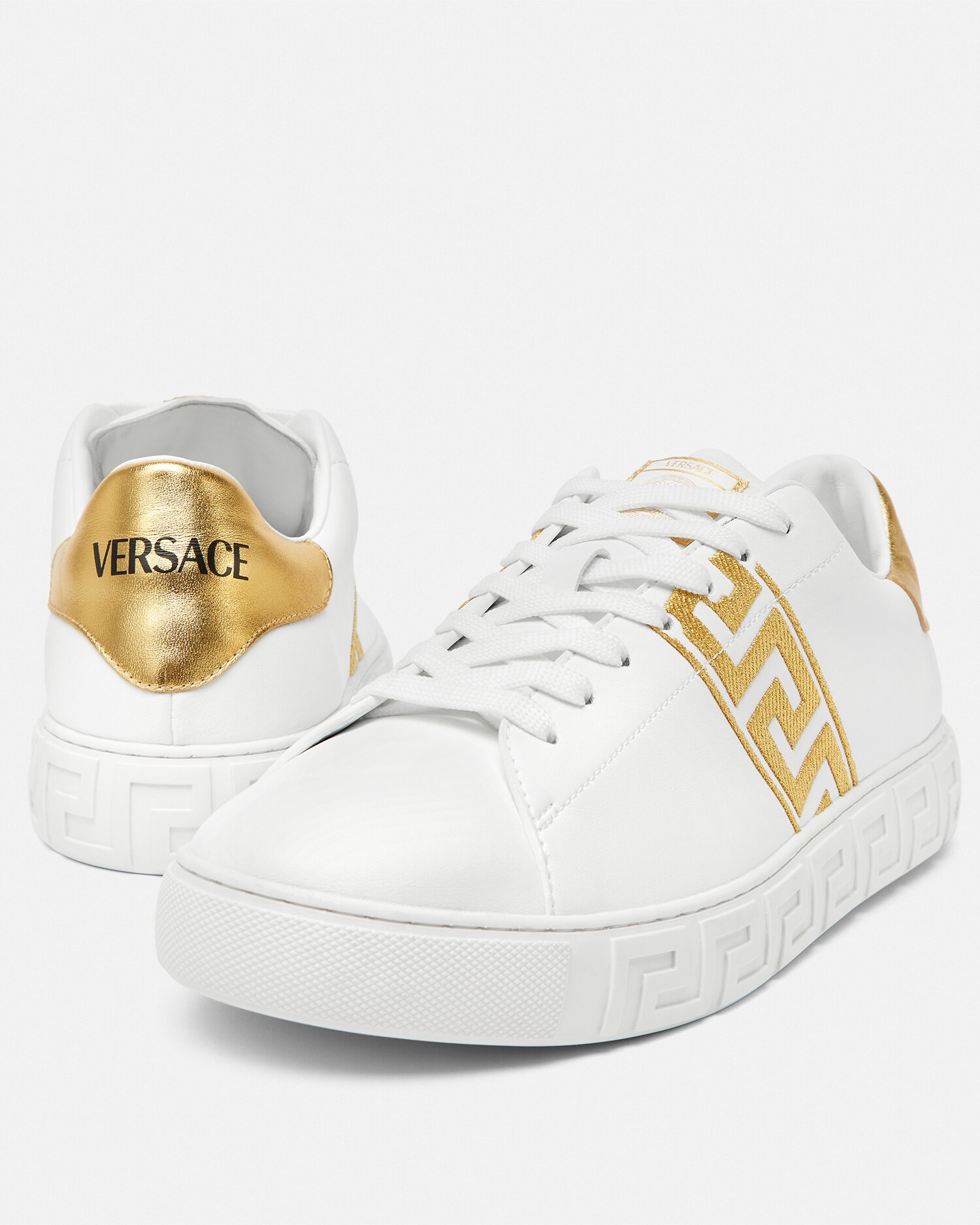 White and gold versace loafers hot sale